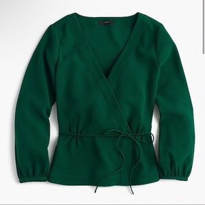 j crew drapey crepe top green (NWOT)